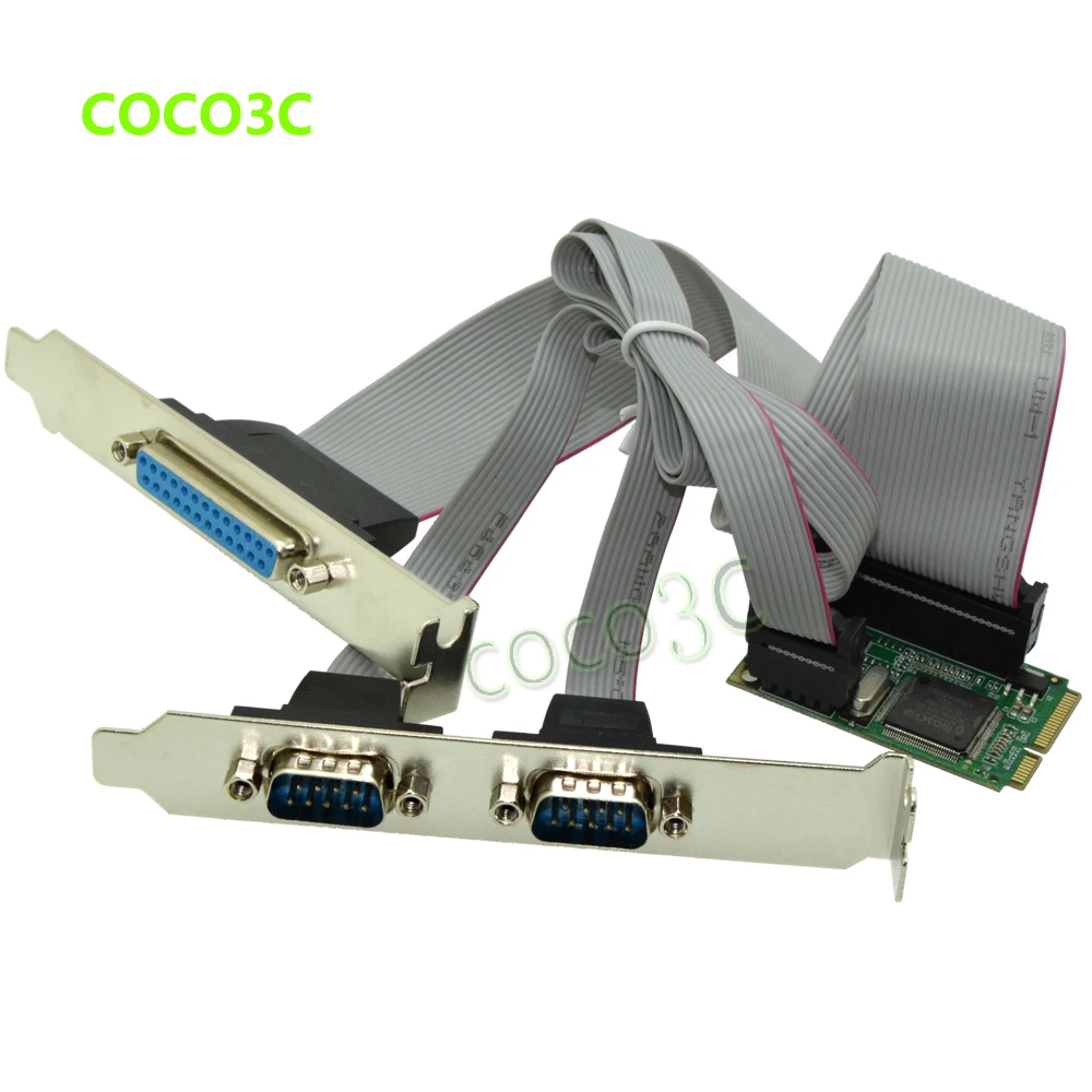 

Mini PCIe 2 последовательных порта + 1 параллельный порт I/O контроллер карты mini PCI-e в RS232 порты DB9 + DB25 COM карта адаптера