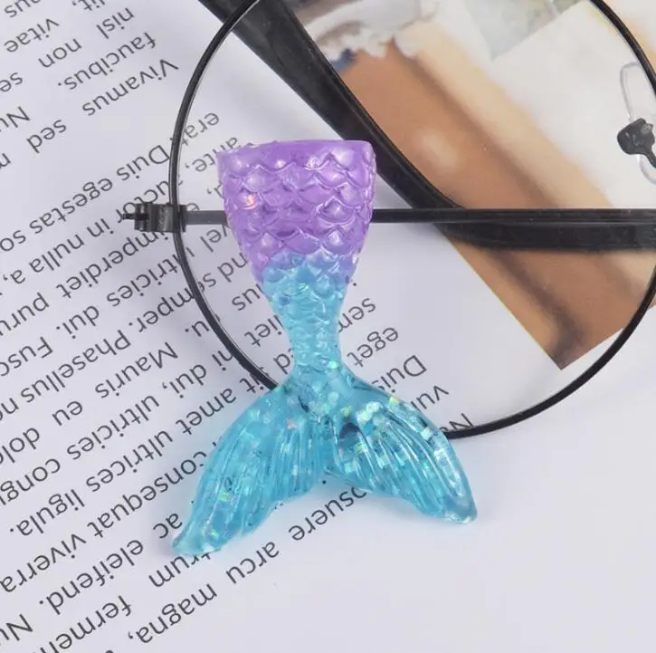 blue purple Kawaii Русалка из смолы хвост DIY плоские резиновые кабошоны аксессуары 11 цветов на выбор - Color: blue purple