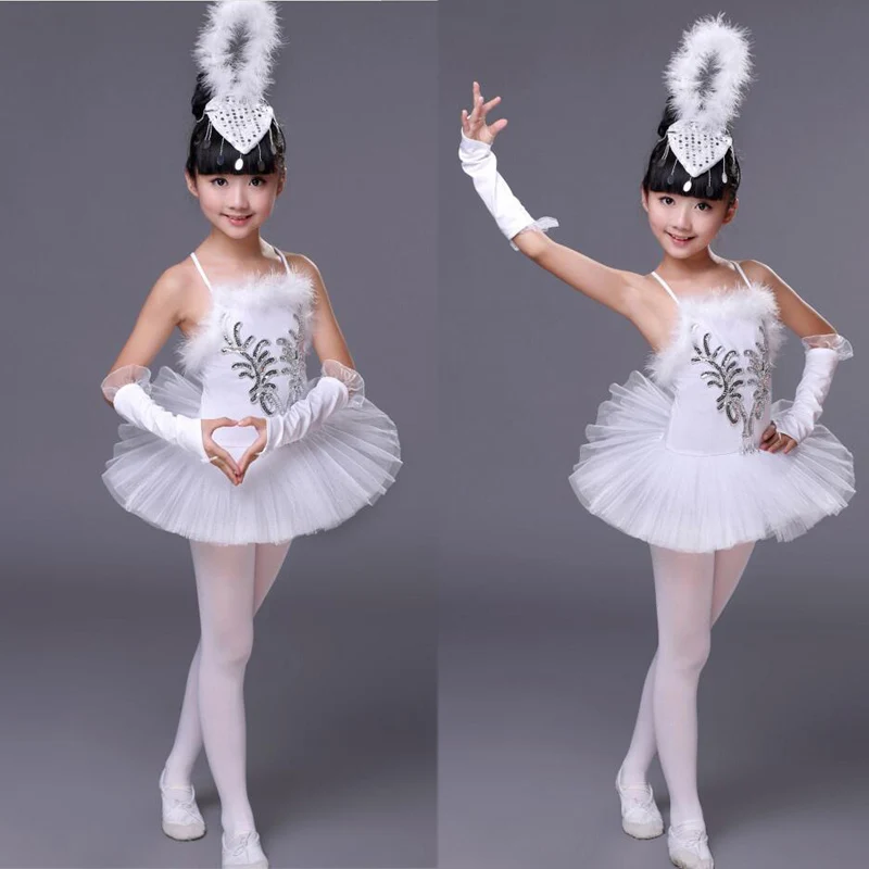 Новинка 2016 года Балетные костюмы с белым лебедем и озером для девочек Детские