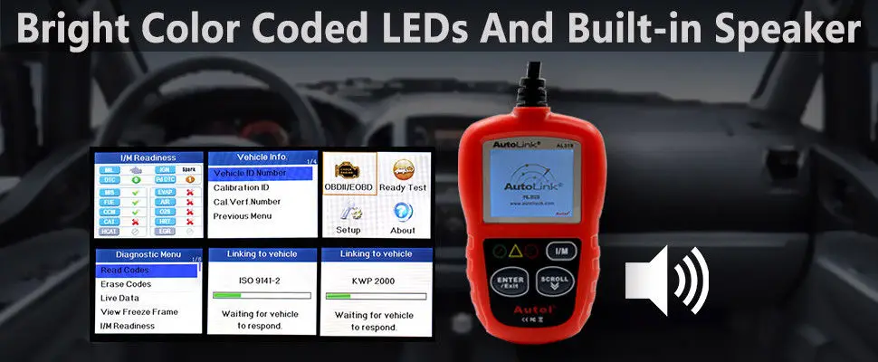 Autel Автоссылка AL319 автомобильный диагностический инструмент DIY считыватель кодов OBD2 OBDII Автомобильный сканер для считывания кода Автосканер OBD