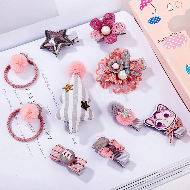 10 PCS SET 3 18 шт./компл. Детские Заколки для волос Haarband бантов для маленьких девочек аксессуары для волос для девочек с повязкой на голову, возраст шифон мультфильм заколки на голову эластичная повязка для головы с нахлестом - Цвет: 10 PCS SET 3