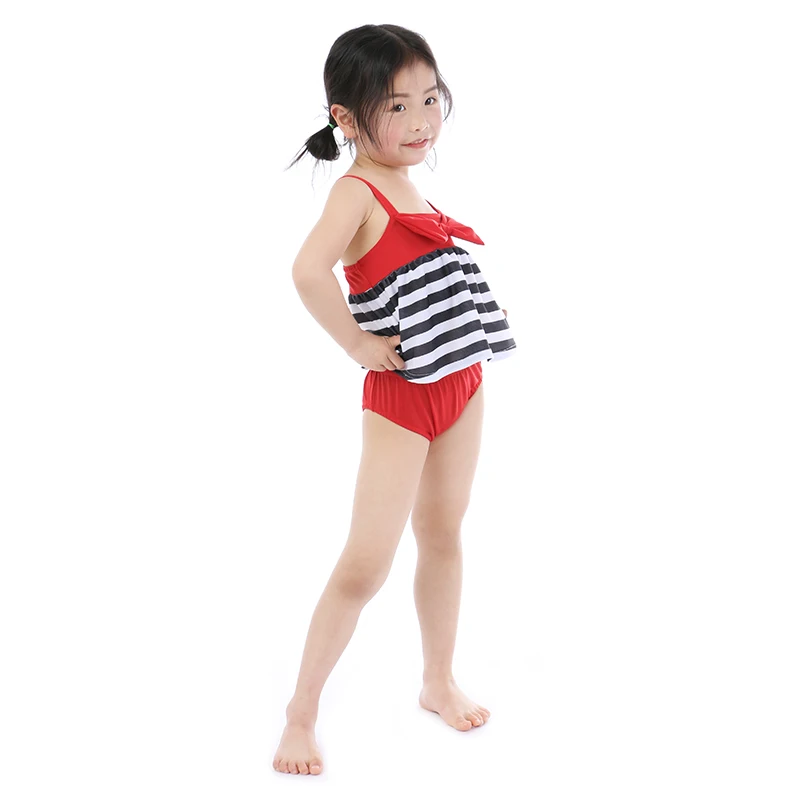 Kaiya Angel 2019 Hot Sale Toddler Girls Swimsuit Outfit Bow Shoulder Strap Tops + Red Short Bloomers Summer Kid Clothing Sets | Детская