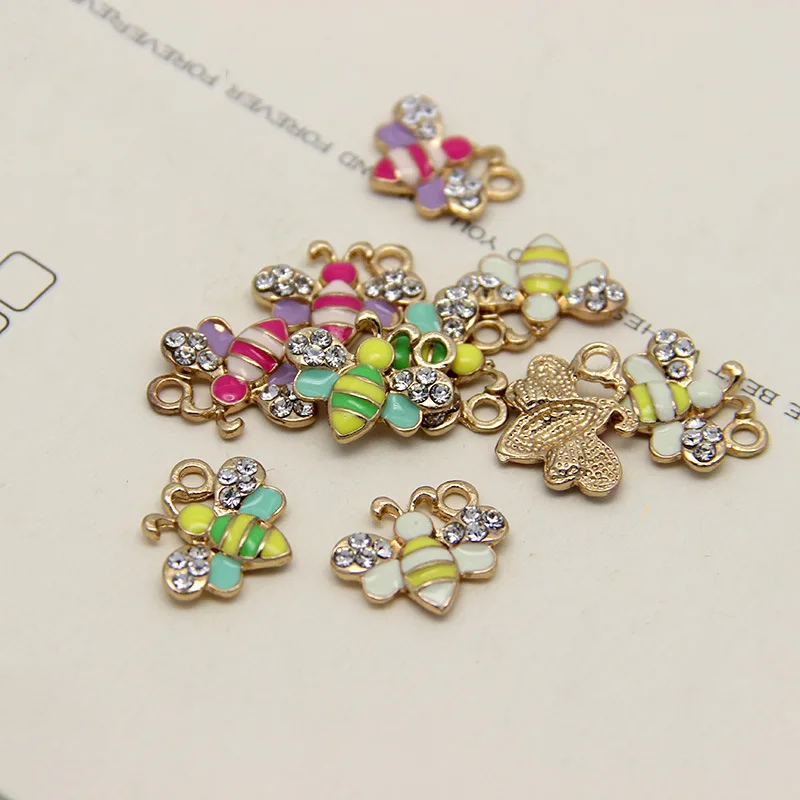 Корень Пчелка 10 шт. эмаль кулон плавающие капли масла Подвески fit Браслет