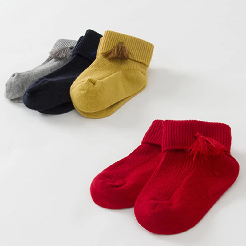 Lovely cozy newborn socks princess girls sweet tassel fold ankle solid color for baby leg warmers toddler clothing | Мать и ребенок