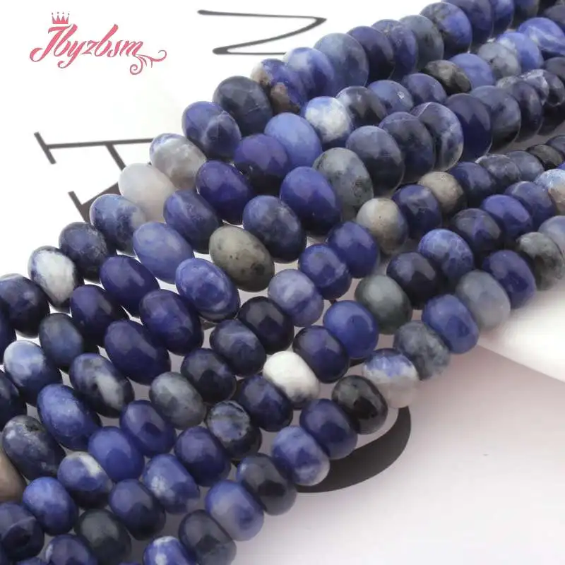 

3x6,4x8mm Rondelle Smooth Blue Sodalite Natural Stone Beads For DIY Necklace Bracelets Jewelry Making Loose 15" Free Shingpping
