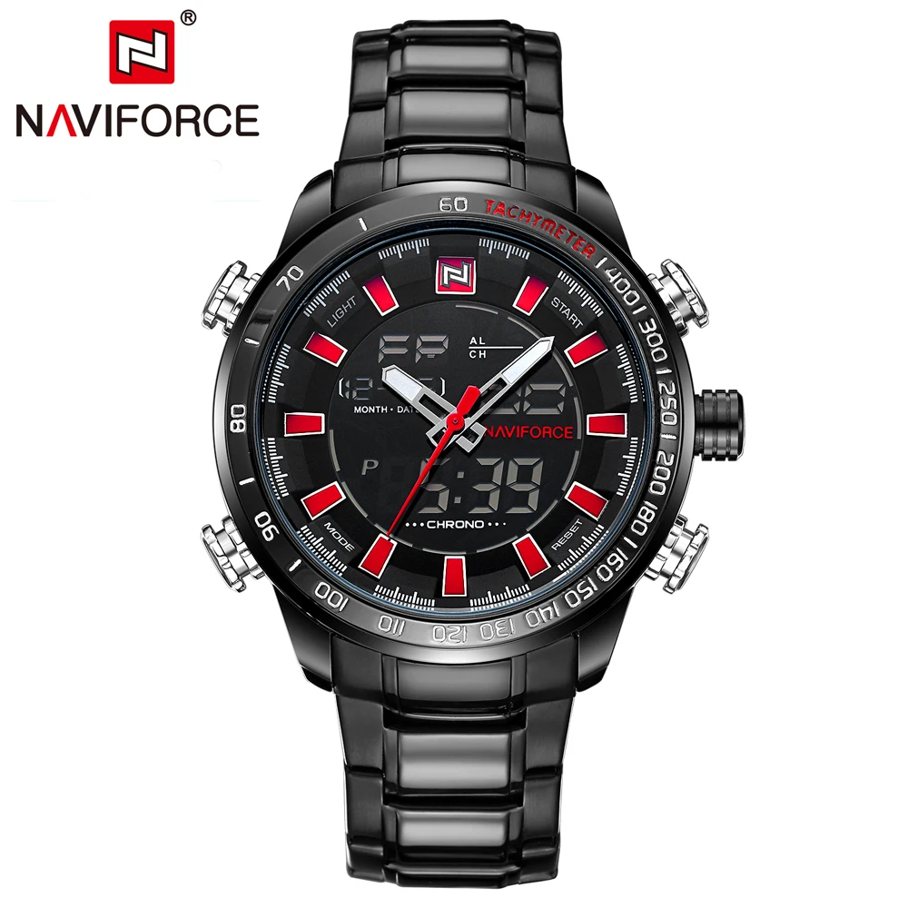 Часы наручные NAVIFORCE Мужские кварцевые аналоговые роскошные модные светодиодные