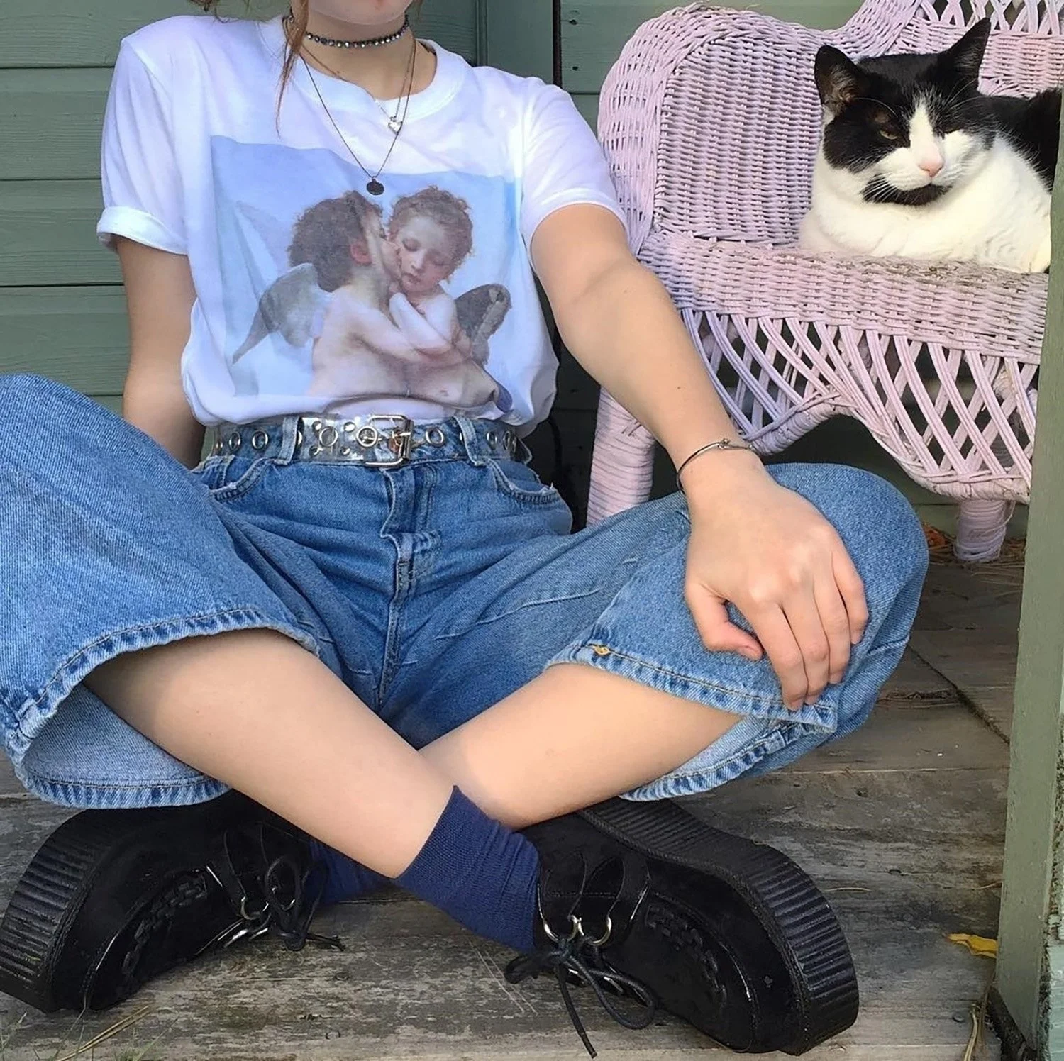 Fashionshow JF Angels Kissing Shirt Cupids Tee художественная Эстетическая футболка Renaissance Painting