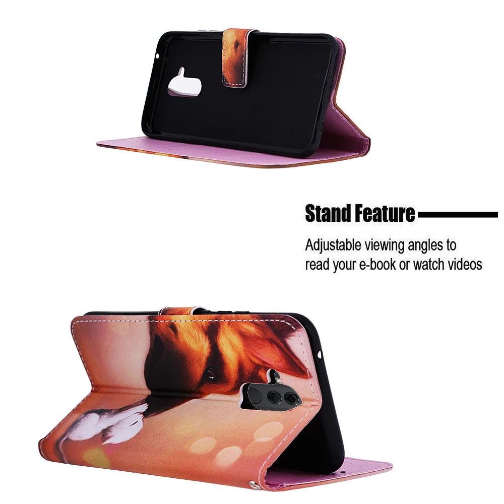 Luxury Flip Painted Book Case Cover Shell for Huawei Honor 10 Lite 8A Y6 P Smart Leather Wallet Phone Bag for Mate 20 Lite