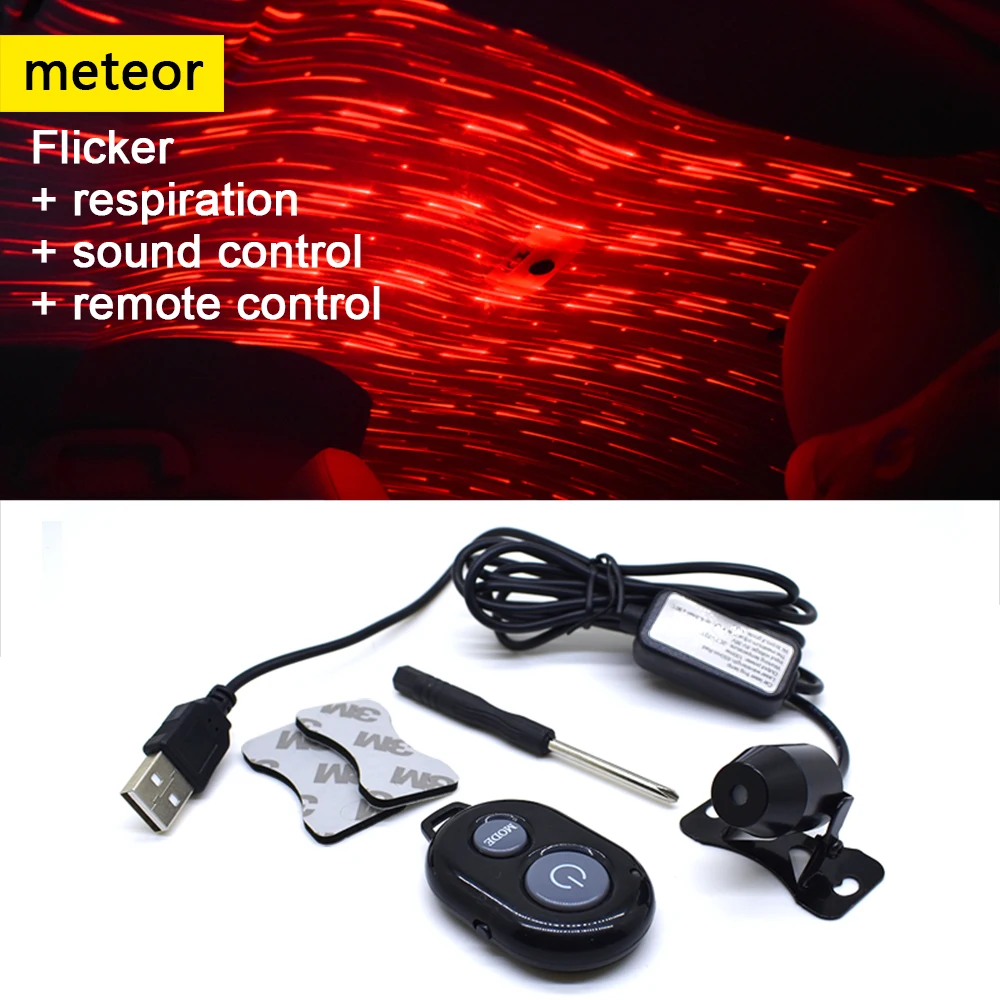 Светодиодная Автомобильная атмосферная лампа с USB пульт управления музыкой для