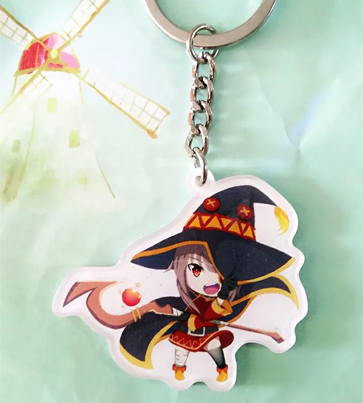 Аниме KonoSuba брелок kono subarashii sekai ni shukufuku фигурка Luna Satou Kazuma Кольца Подвески коллекция