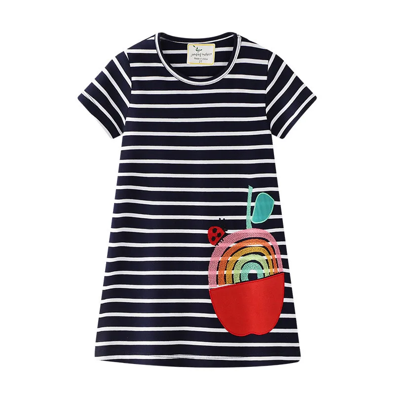 Jumping Meters Baby Girls Clothing Princess Summer Strawberry Stripe Party Tutu Cotton Kids Dresses Lovely Cute | Детская одежда и