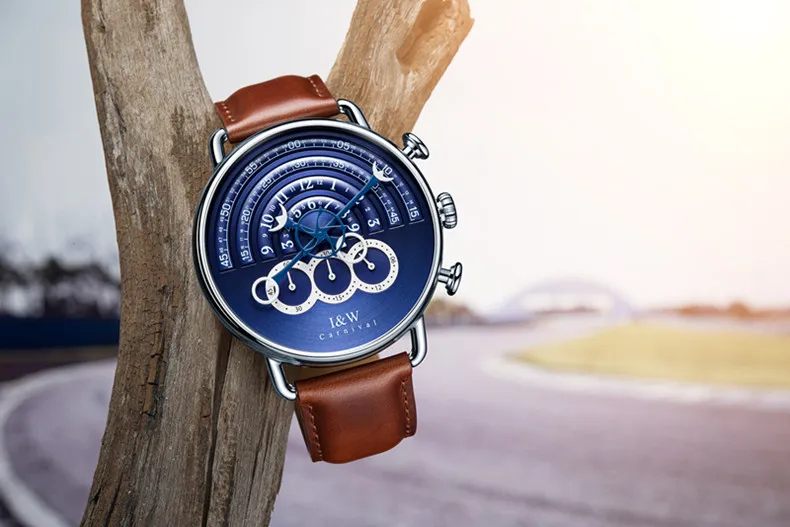 Люксовый бренд, для подиума, уникальный дизайн, кварцевые мужские часы, хронограф, секундомер, часы, мужские часы, военная мода, полная сталь, кожа, reloj