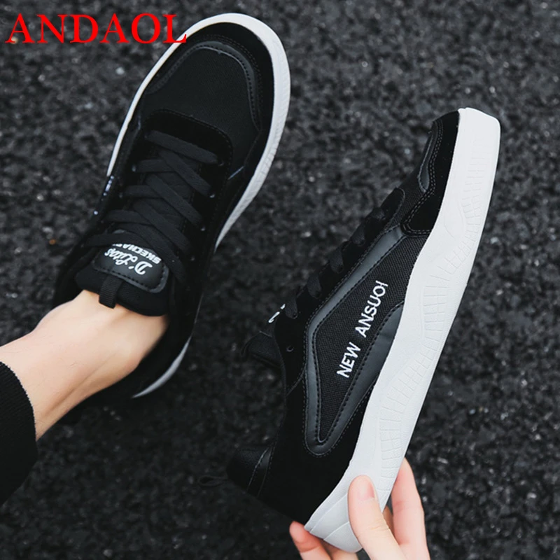 

ANDAOL Men's Casual Shoes Top Quality Breathable Print Leter Light Tenis Feminino Sneakers Luxury Lace-Up Campus Canvas Trainers