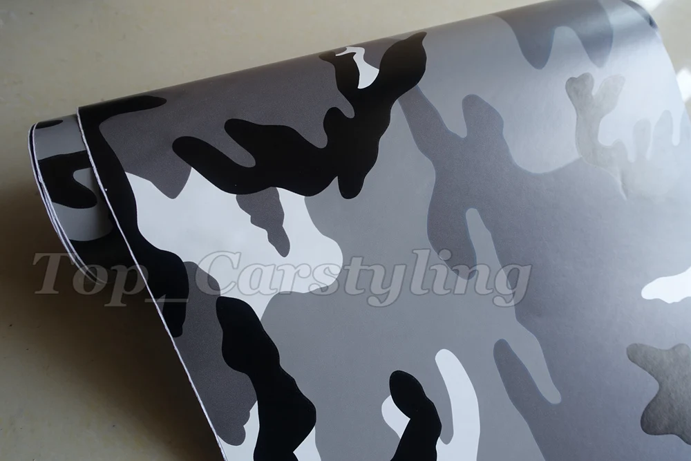 1 52x20 м Арктическая черная серая камуфляжная виниловая Автомобильная наклейка