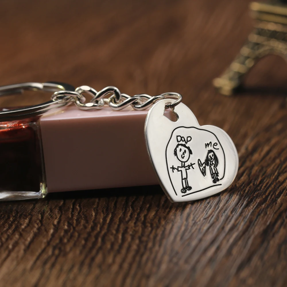 Брелок для ключей детей персонализированный с рисунком надписью Два сердца