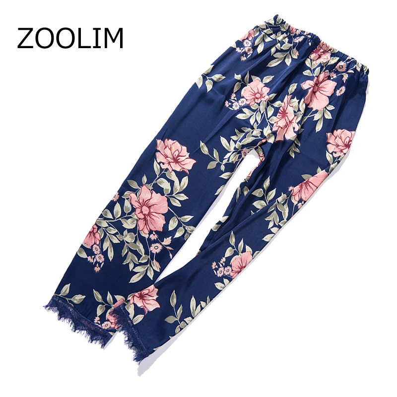 Женские атласные штаны для сна ZOOLIM сексуальные кружевные брюки с эластичным