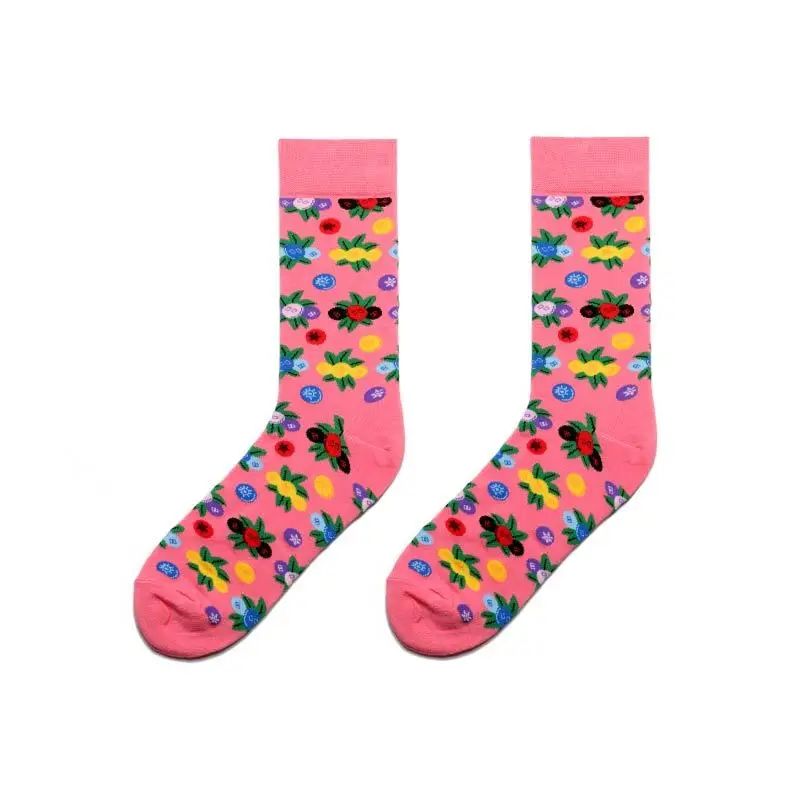 flower Мужские Носки с рисунком клоуна, самолета, птицы, Dot, собаки, яблока, цветные, счастливые, винтажные, Харадзюку, уличные, хип-хоп, забавные, повседневные, для катания на коньках, хлопковые носки - Цвет: flower