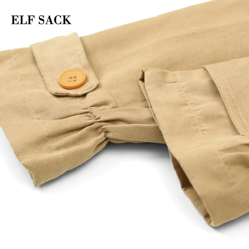 Женский Повседневный вязаный Тренч ELFSACK двубортный трапециевидной формы с