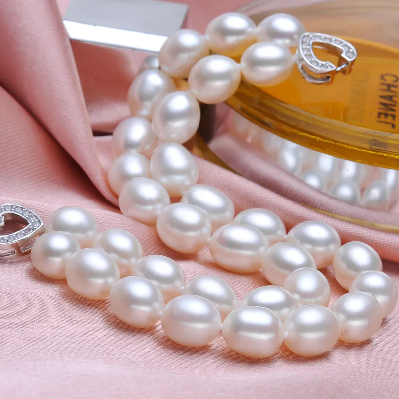 

ASHIQI Double row Natural Freshwater Pearl Bracelets real 925 Silver heart clasp for women gift AAAA Rice pearl fine jewelry