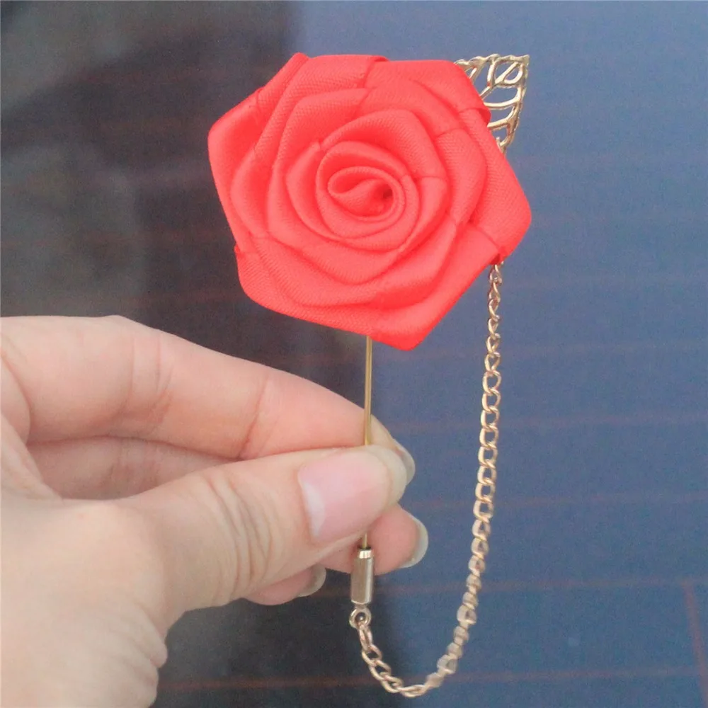 8 шт./лот Цветочная корсажная брошь золотого цвета Свадебная булавка лента цветы