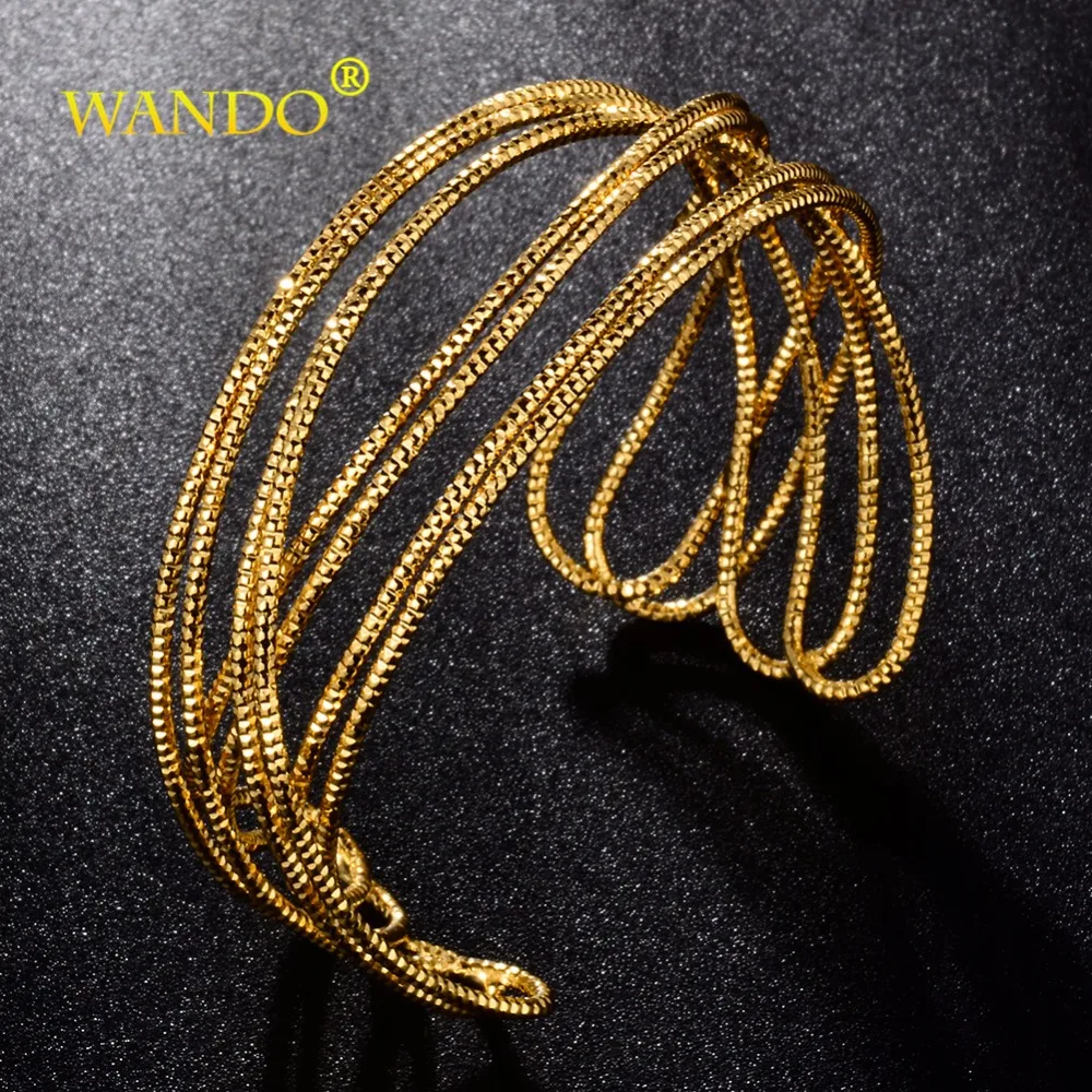 Женский и мужской браслет WANDO модный золотого цвета с цепочкой B18|bangle jewelry|men banglegold