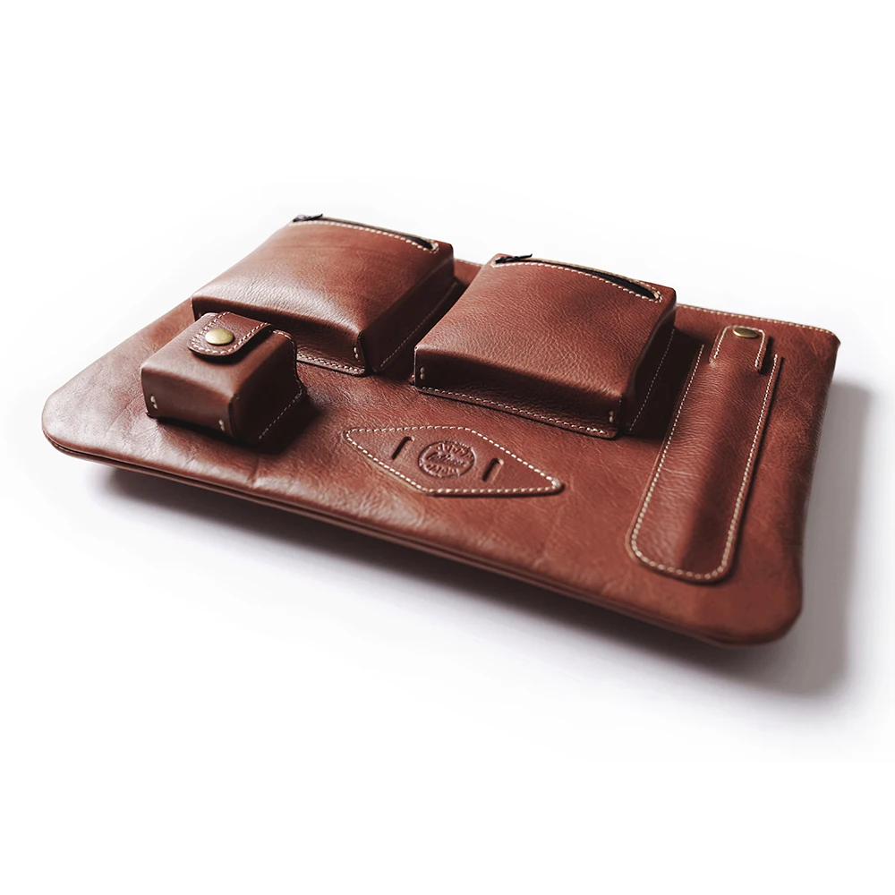 Beli Kulit Case Untuk MacBook 13.3 Dompet Tangan Pria Asli Kulit Cover Untuk IPad Pro 12.9 Dengan Pemegang Pena Tas Laptop Case Kulit