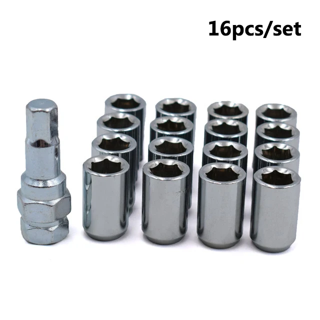Silver 16pcs 32 мм M12x1.5/1,25 гоночное автомобильное колесо гайки колесные диски гайки автомобильные аксессуары - Название цвета: Silver 16pcs