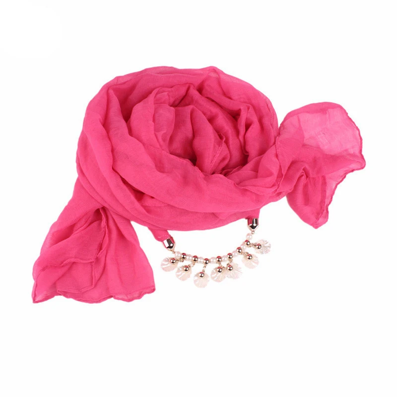 rose red AWAYTR женские повязки на голову с цветком из смолы, жемчужный головной платок, мусульманские повязки на голову 270 см, банданы, новые повязки на голову - Цвет: rose red