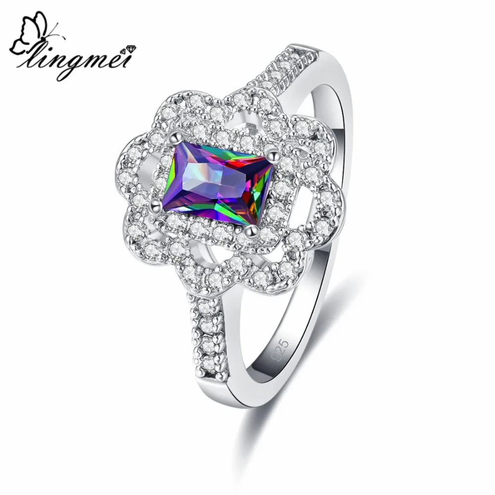 Женское модное классическое кольцо lingmei разных цветов с белым и фиолетовым