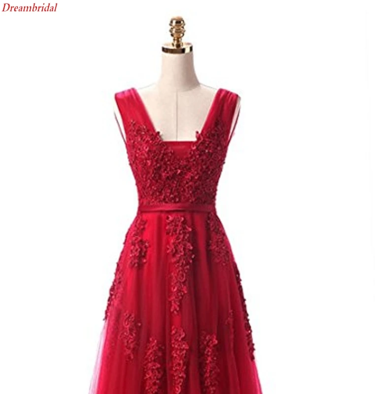 Dreambridal последний в своем роде фотографии A-Line V Шеи Бисером Длинное Вечернее