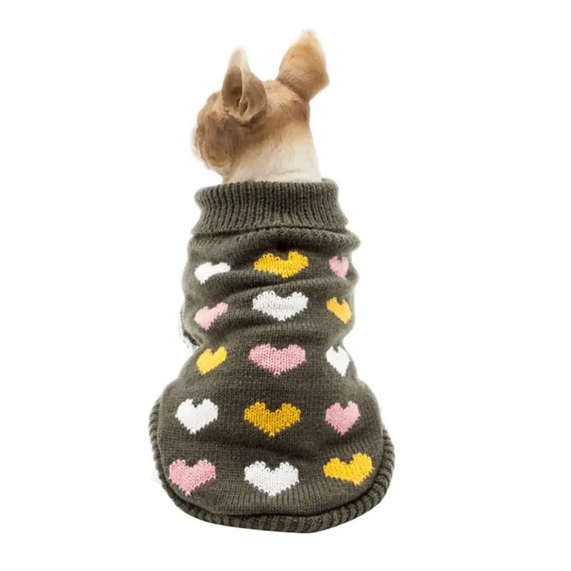 Dog Cat Knit Sweater Heart Design Pet Cute Sweatshirt for Autumn And Winter Multi-Color Protect Two Feet Dog Warm Clothing