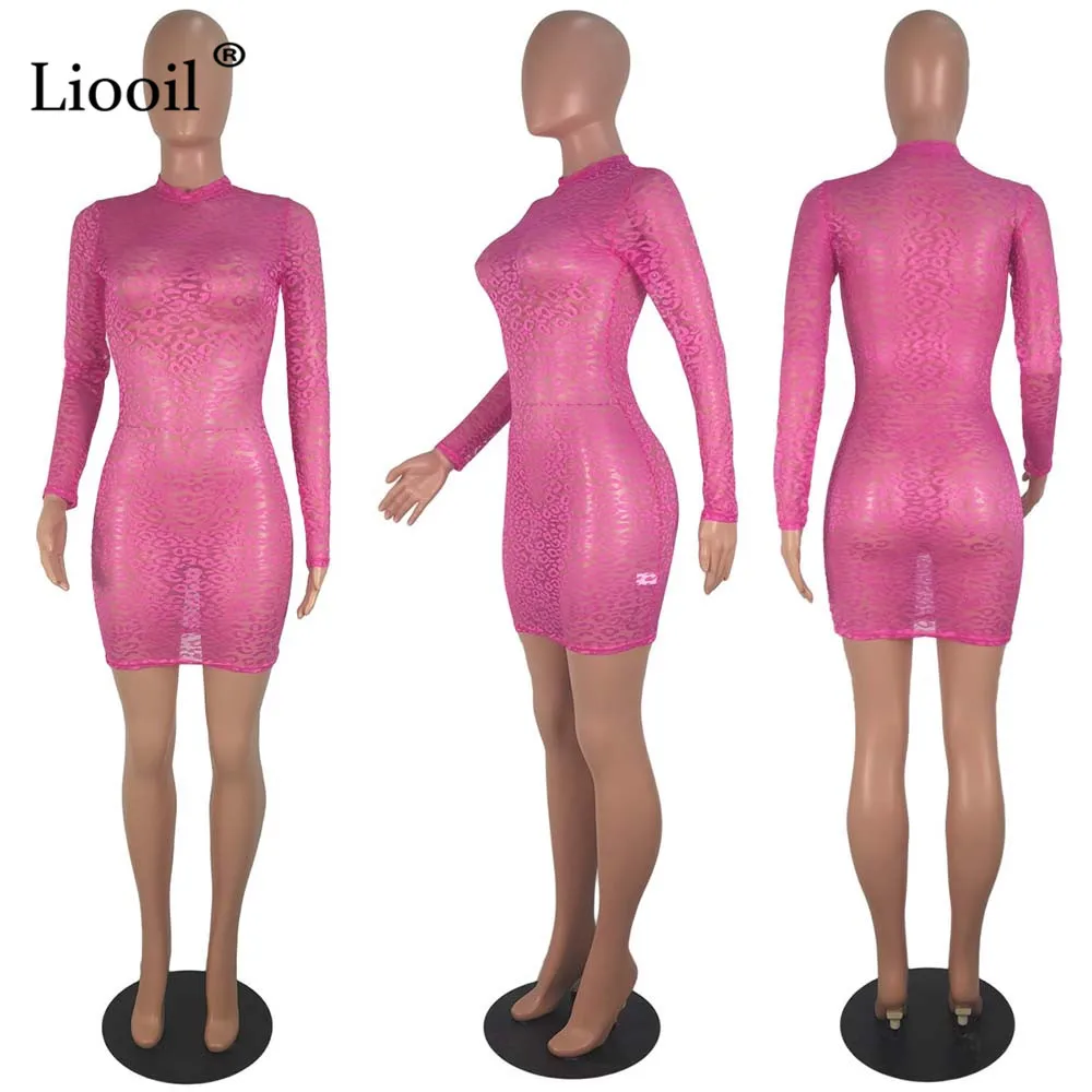 Liooil, сексуальное, черное, кружевное, прозрачное, мини, облегающее платье, сексуальная клубная одежда,, с длинным рукавом, просвечивают, обтягивающие платья, женские, вечерние, ночные