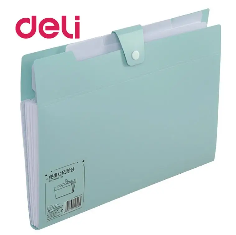 Deli A4 расширяющийся бумажный кошелек для документов, канцелярская сумка, школьные офисные принадлежности, прочный портфель, ПВХ папка для файлов, канцелярские принадлежности - Цвет: blue A3169-2