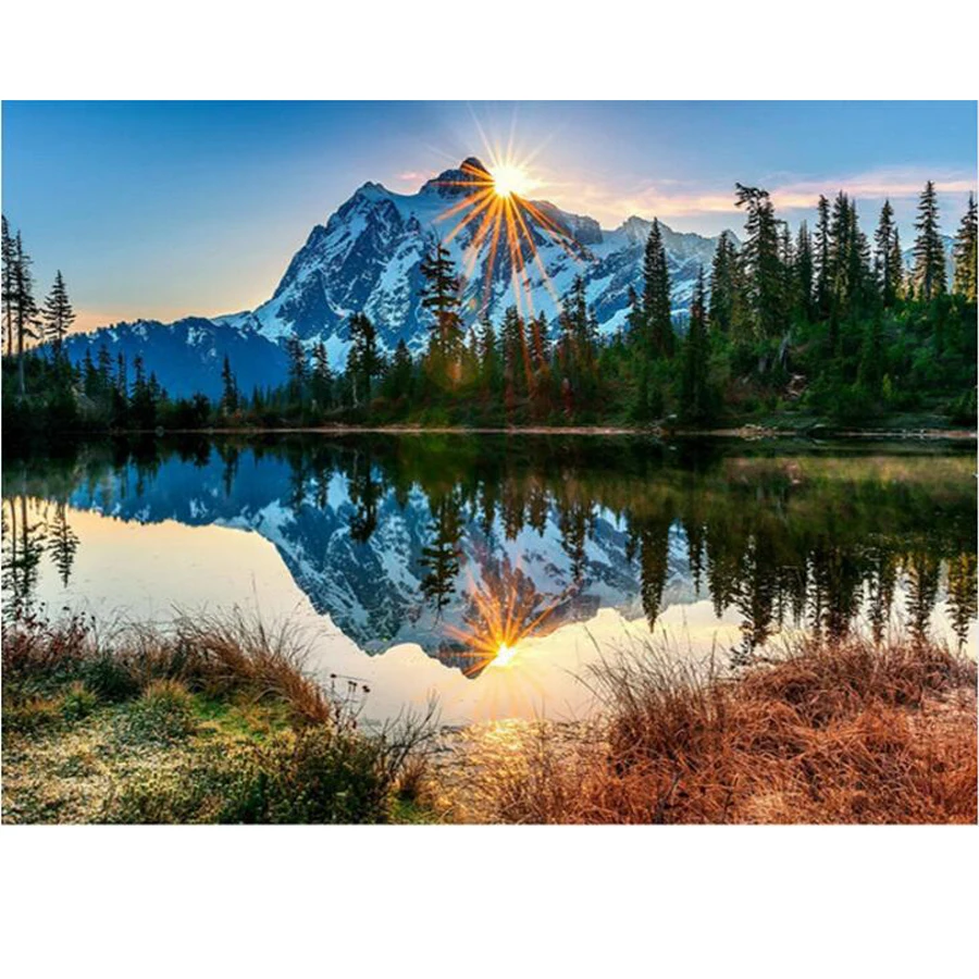 Алмазная 5D картина для рукоделия Набор вышивки крестиком с мотивом снега гор