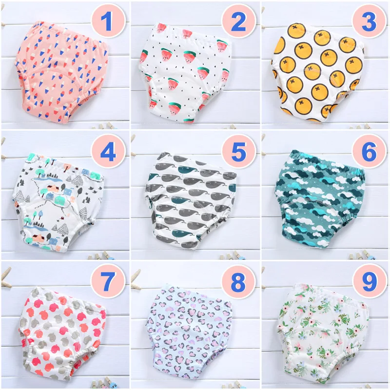 Reusable Baby Potty Training Pants Waterproof Infant Boys Girls Underwear Panties Cotton Washable Nappies Cloth Diapers