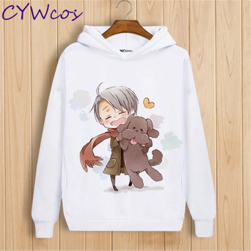 Аниме Юри! На ICE Yuri Katsuki Victor Nikiforov Plisetsky куртка с капюшоном Косплей толстовки