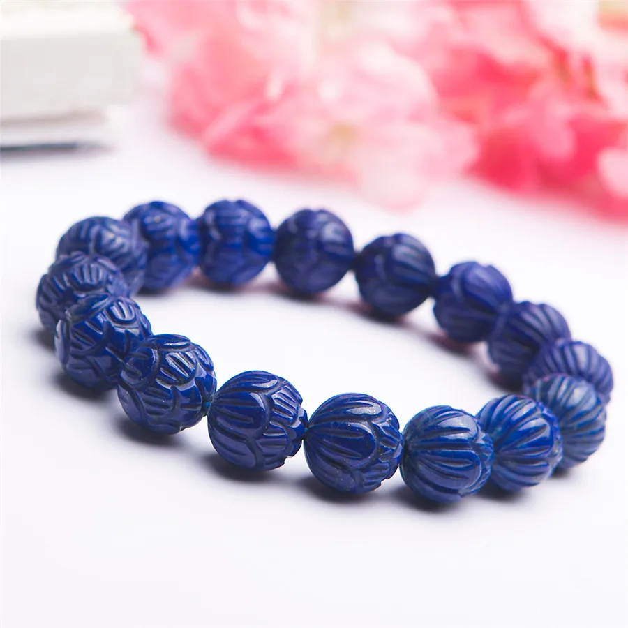 

Natural Royal Blue Lapis Lazuli Gemstone Stretch Round Bead Bracelet 14mm Bless Lapis Fashion Jewelry AAAAAAA