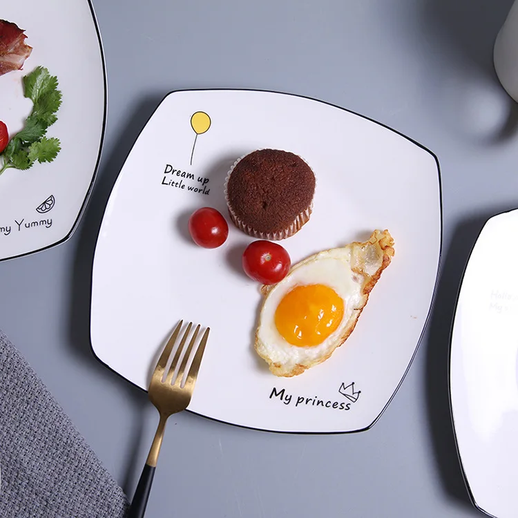 Ins Style Dinner Plates Porcelain Food Salad Steak Dishes Nordic Ceramic Home Decor Brief Dessert Square Plate Drop Shipping | Дом и сад