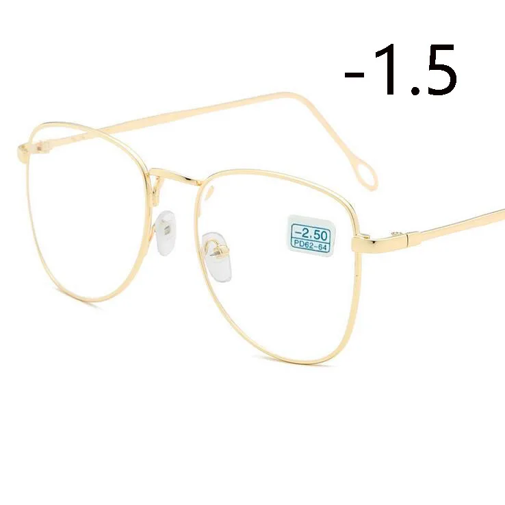 Myopia 150 Ретро очки для близорукости с металлическим покрытием, для женщин и мужчин, овальные диоптрийные очки по рецепту, Черная/Серебристая/Золотая оправа-1,0-1,5-2,0-4,0 - Цвет оправы: Myopia 150