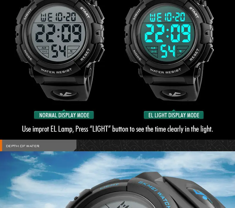 SKMEI Chrono Мужские часы Топ люксовый бренд спортивные часы электронные цифровые мужские наручные часы мужские 50 м водонепроницаемые мужские часы 1258