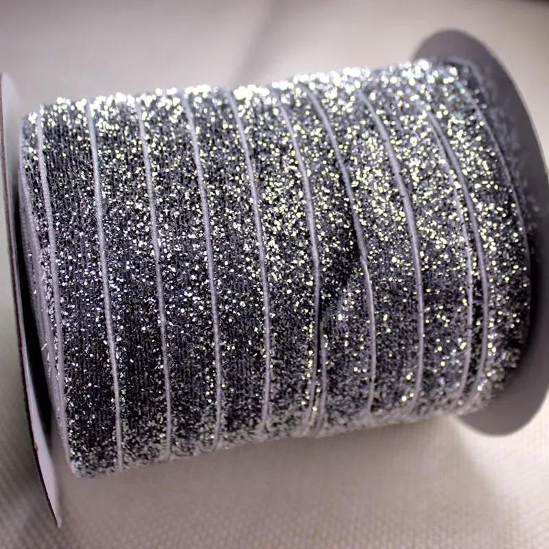 

50 yards/lot 9mm Metallic Velvet Ribbon Headband Clips Bow Accessory Wedding Party DIY Gift Wrap Decoration