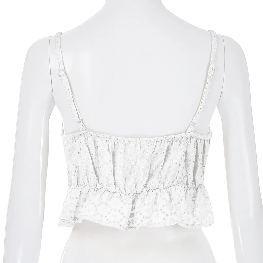 Summer Sexy CropTops For Women's Fashion Summer V-neck Dot Wild Nightclub Wind Holiday Small Sling tank Tops Vest
