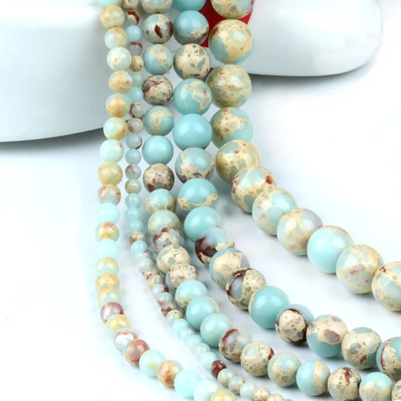 Piedra Taishan luz piel de serpiente verde piedra granos flojos redondos 4 6 8 10 12 мм joyeria produccion|Ювелирная фурнитура и