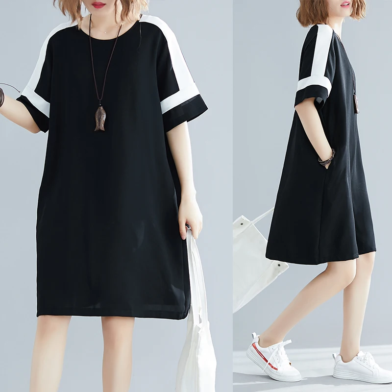 Женское однотонное Элегантное повседневное платье миди с короткими рукавами и карманами