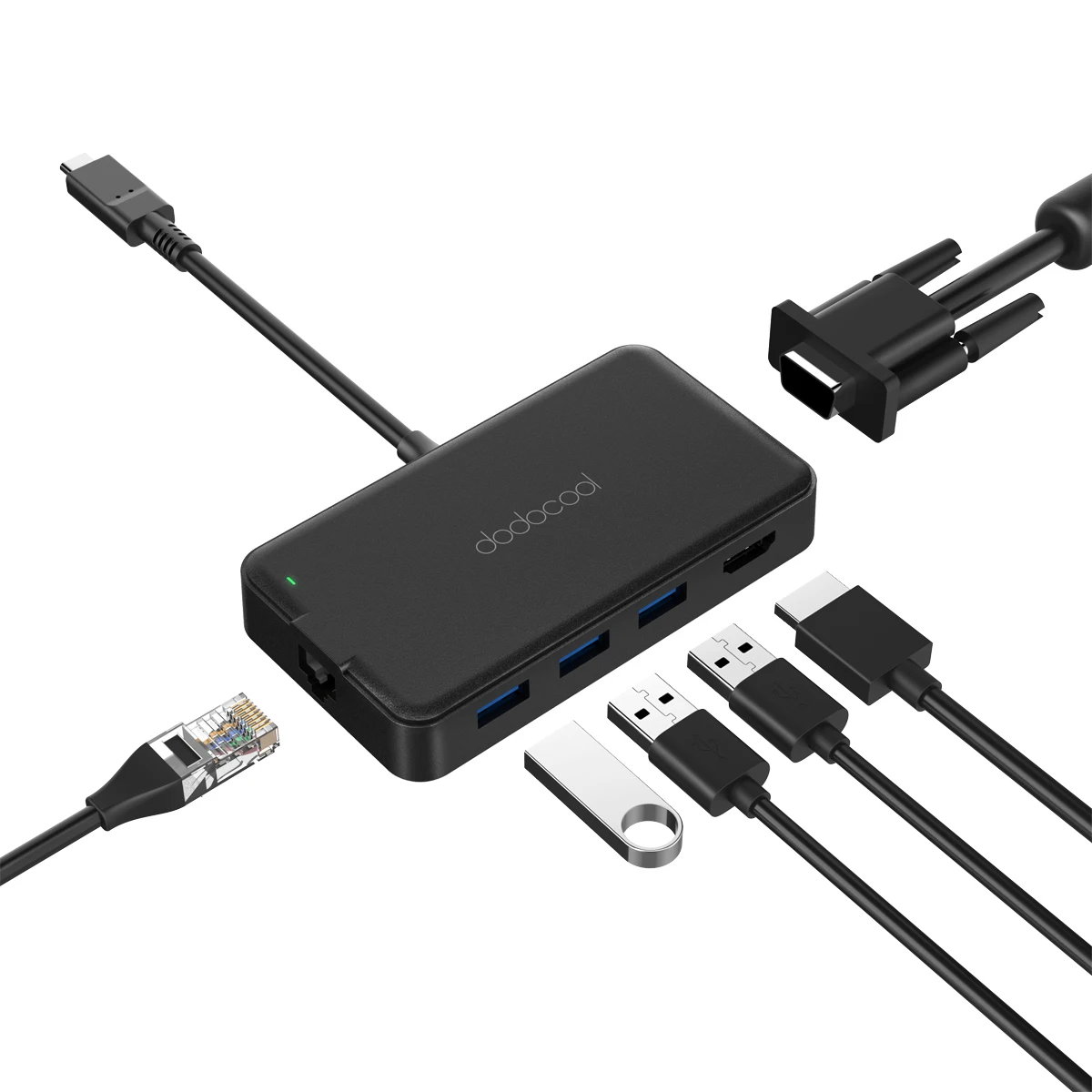 Dodocool 7-в-1 usb-хаб Многофункциональный USB C концентратор с 4K видео HD/VGA USB 3,0 Порты Тип C концентратор для Macbook Pro huawei P20 Pro
