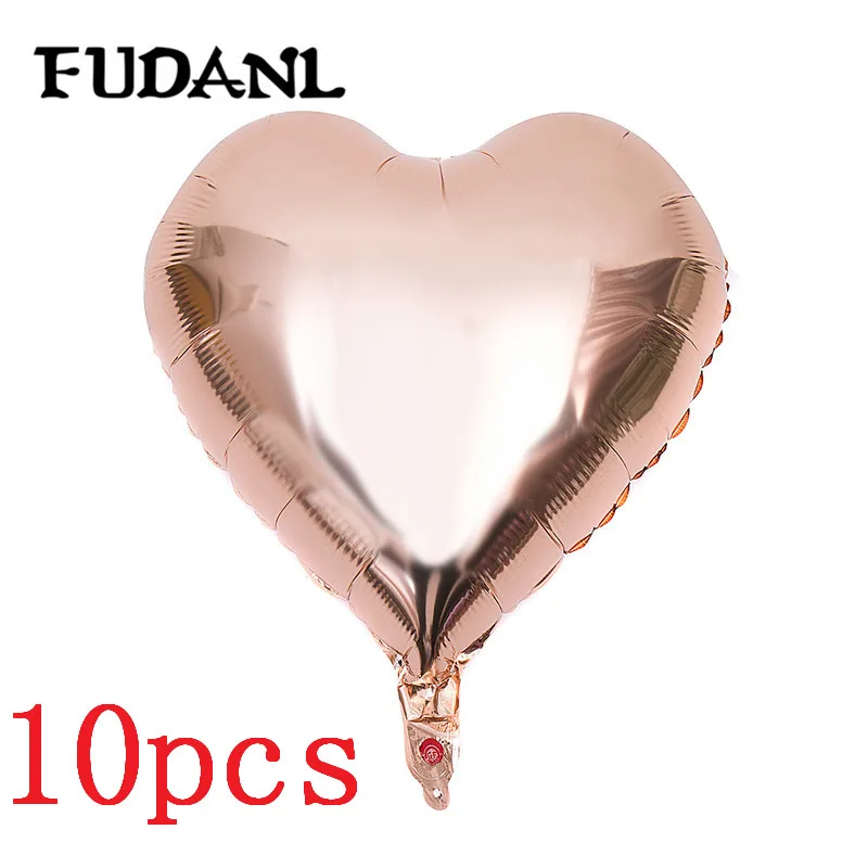 10pcs Heart Розовое золото Воздушные шары из фольги с надписью «Любовь» 12 дюймов воздушный шар "Конфетти" на день рождения Свадебная вечеринка украшения День Святого Валентина подарок брак Декор - Цвет: 10pcs Heart
