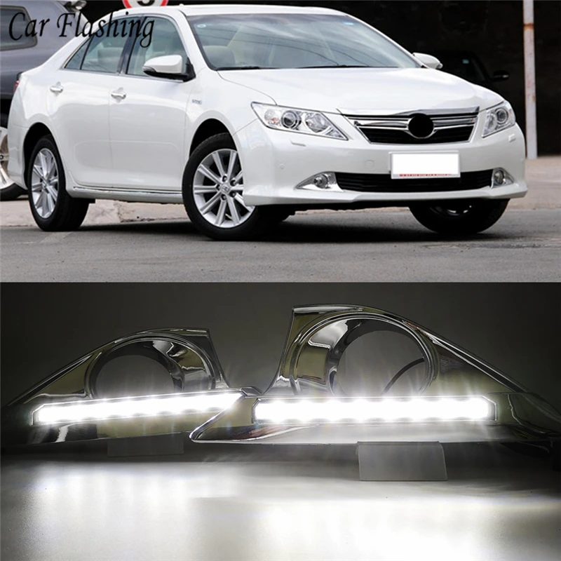 Автомобильные мигающие дневные ходовые огни для Toyota Camry 2012 2013 2014 светодиодный ные