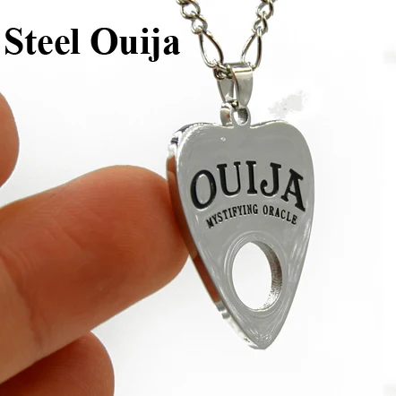 Steel Ouija Neclace Нержавеющая сталь Ouija доска Уха Туннель Вилки Gauge Эспандеры ушной Конус Носилки Пирсинг ювелирные изделия кулон ожерелье Подарки - Окраска металла: Steel Ouija Neclace