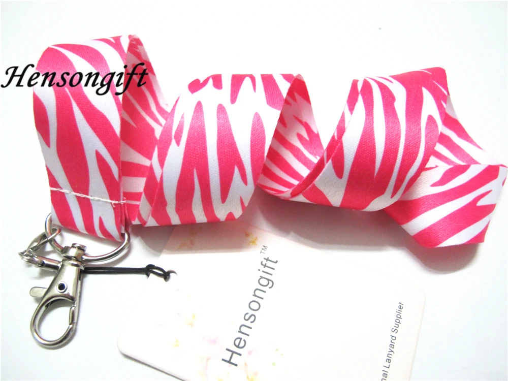 Hensongift One PC розовый/черный/белый Zebra Key Lanyard Cheetah нагрудные опознавательные Значки для идентификации владельцев животных полосой телефон шеи ремни