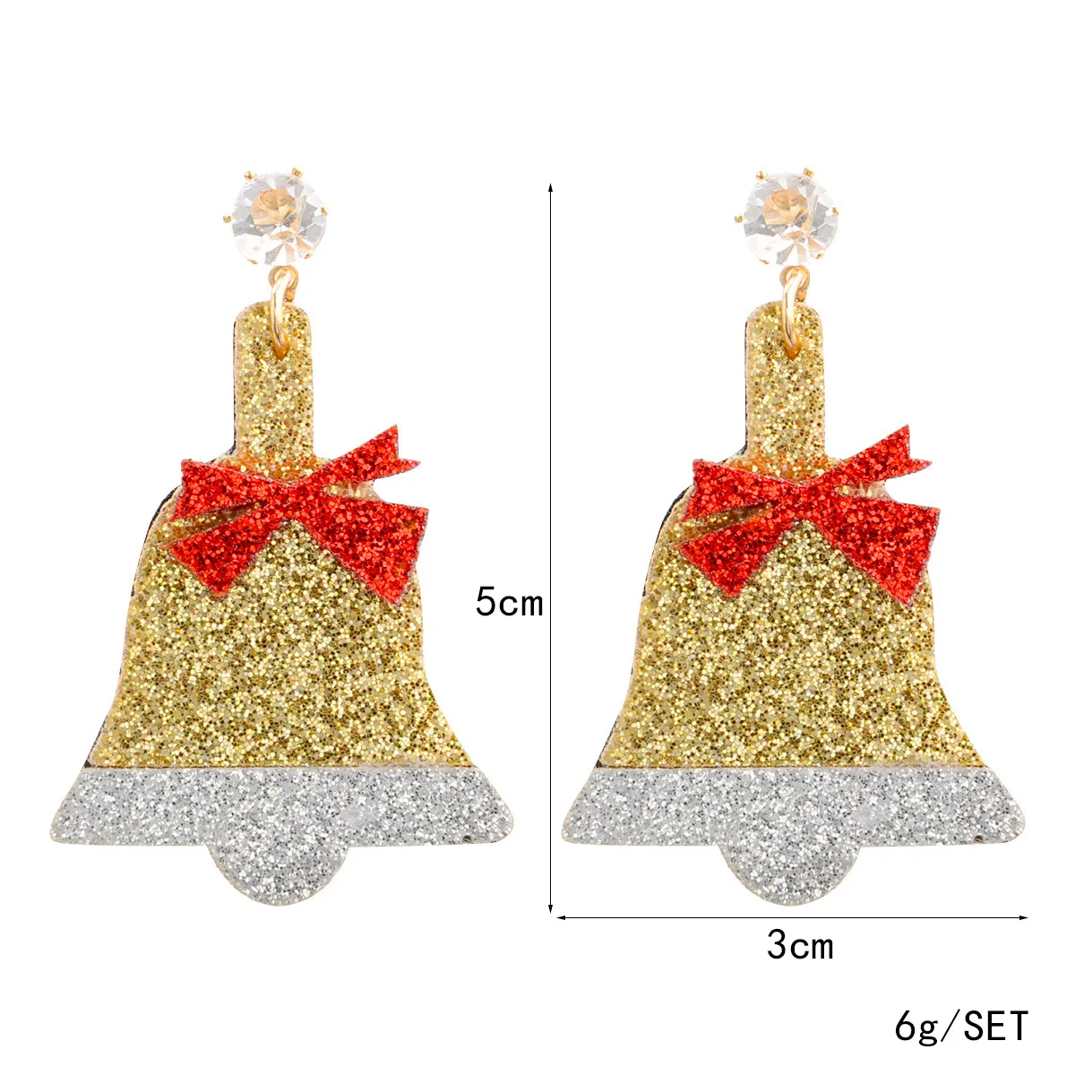 1 Pair Creative Christmas Dangle Earrings Shiny Jingle Bell Ear Studs Fashion Jewelry For Women Girls Colorful | Украшения и